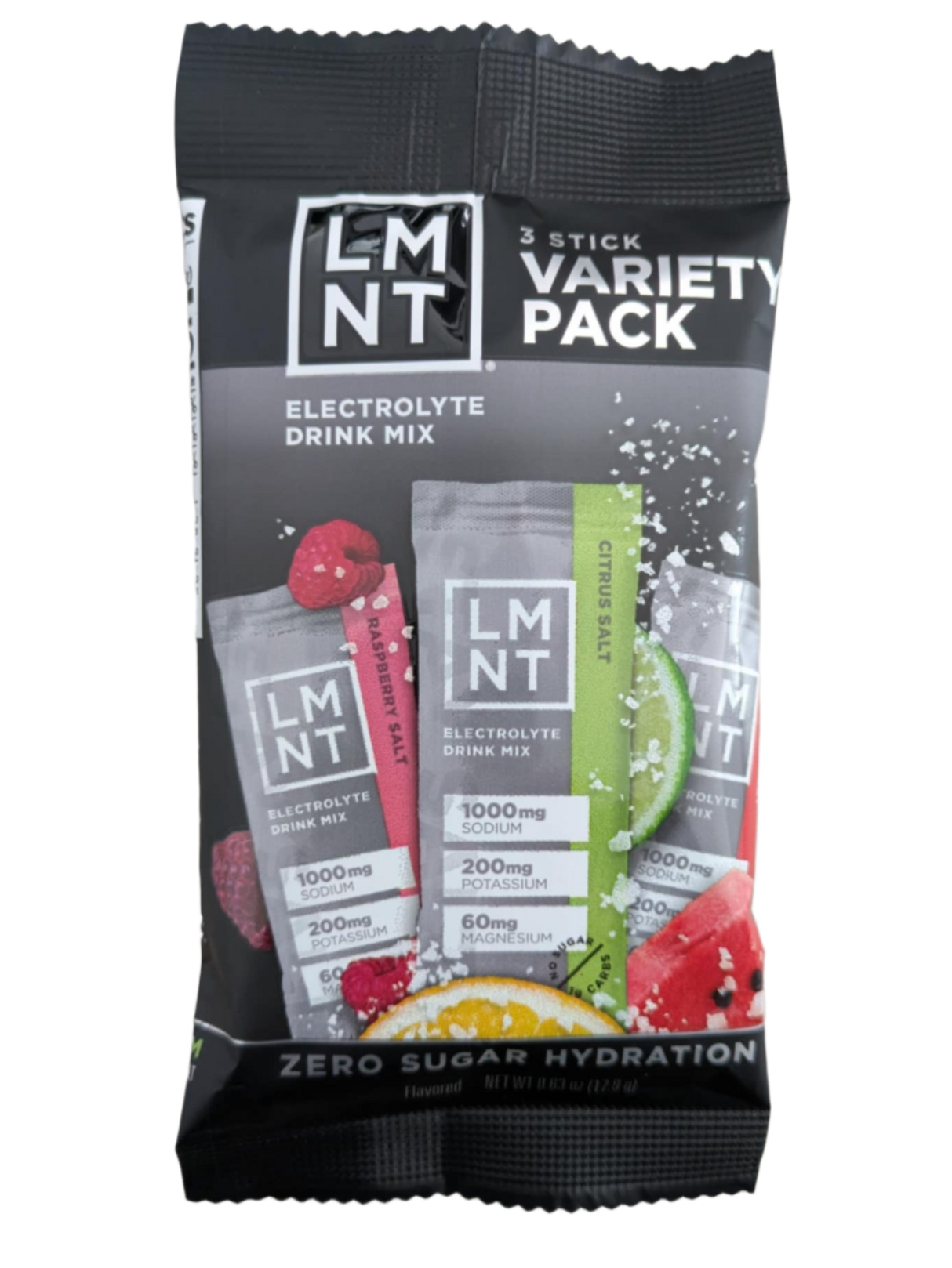 LMNT Sample 3 Pack electrolyte drink mix variety pack by LMNT featuring keto-friendly low carb hydration sticks