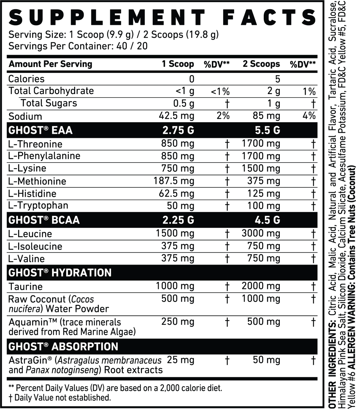 GHOST® AMINO - 40 Serves - Expires 31 Jul 2025