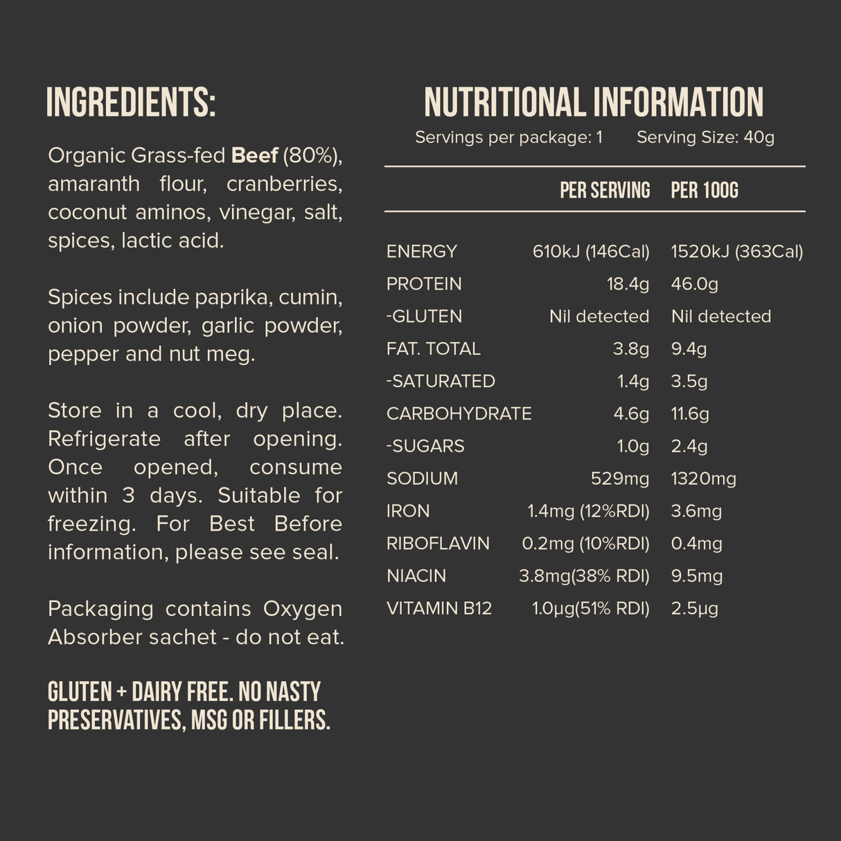 Beef Brisket Bar - Traditional by Chief with organic grass-fed beef, Keto-friendly, low carb, and no gluten or dairy.