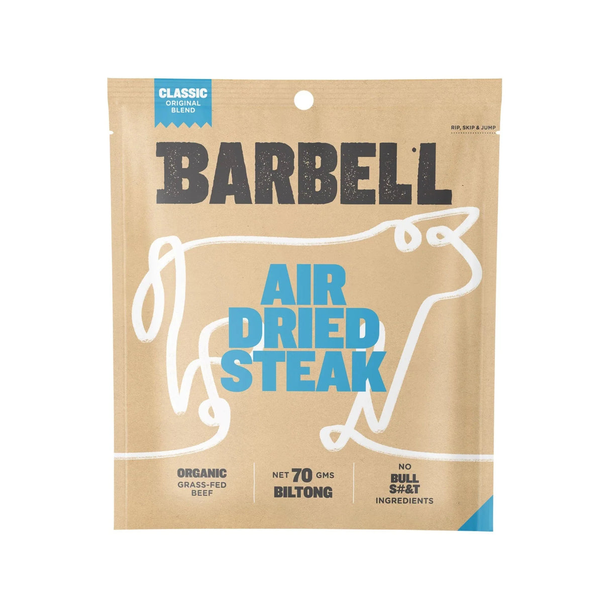 Air Dried Steak - Variety Pack - 70g x 3 by Barbell Foods with organic grass-fed beef in kraft packaging