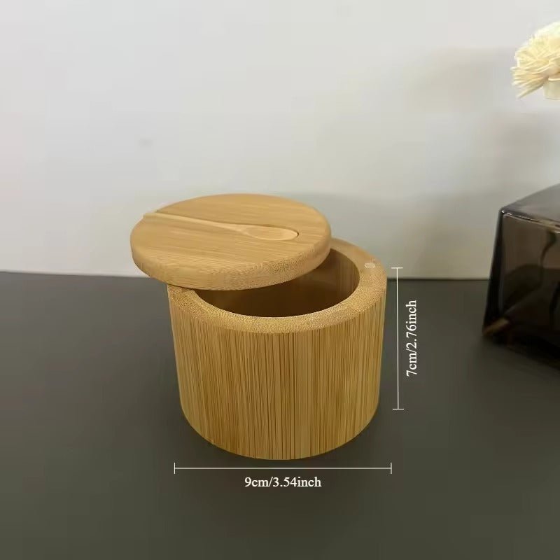 Bamboo Salt Box by Salt Cellar, natural bamboo container for spices and salt, part of Salt & Spice and Carnivore collections