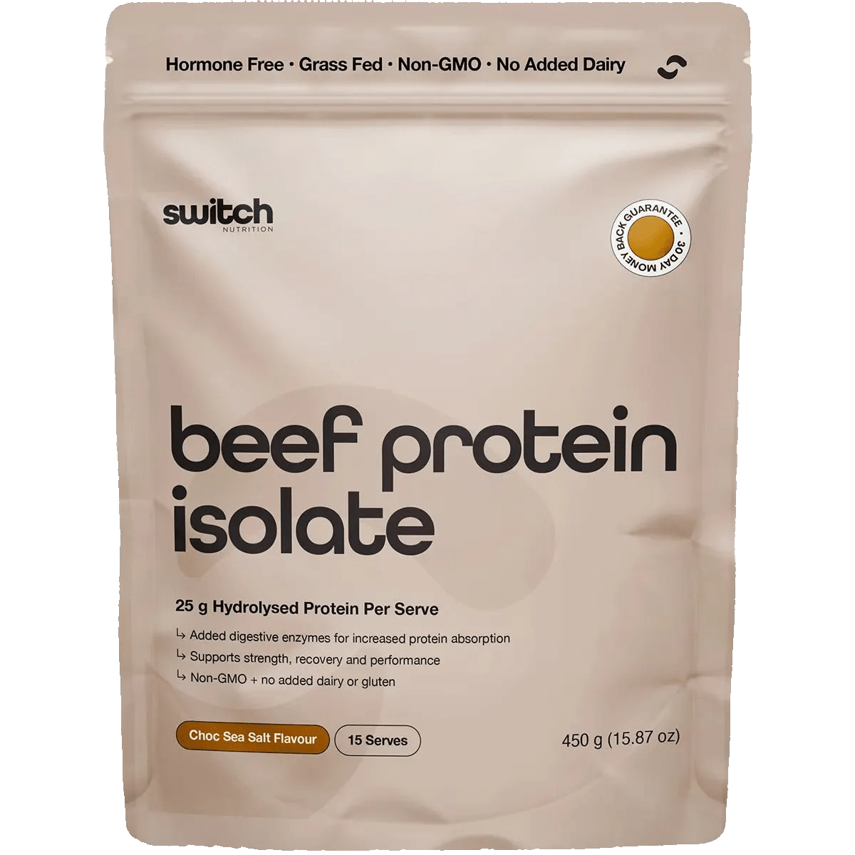 Beef Protein Isolate - Chocolate Sea Salt - 450g by Switch Nutrition from New Arrivals and Supplements collections
