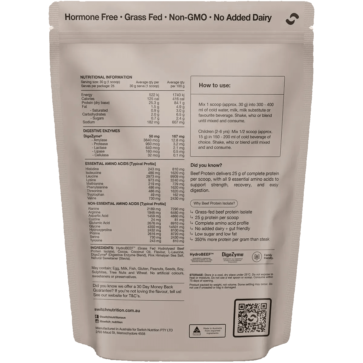 Beef Protein Isolate - Chocolate Sea Salt - 750g