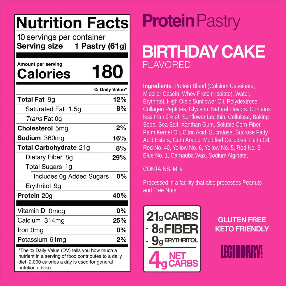 Birthday Cake Protein Pastry - 61g - Yo Keto