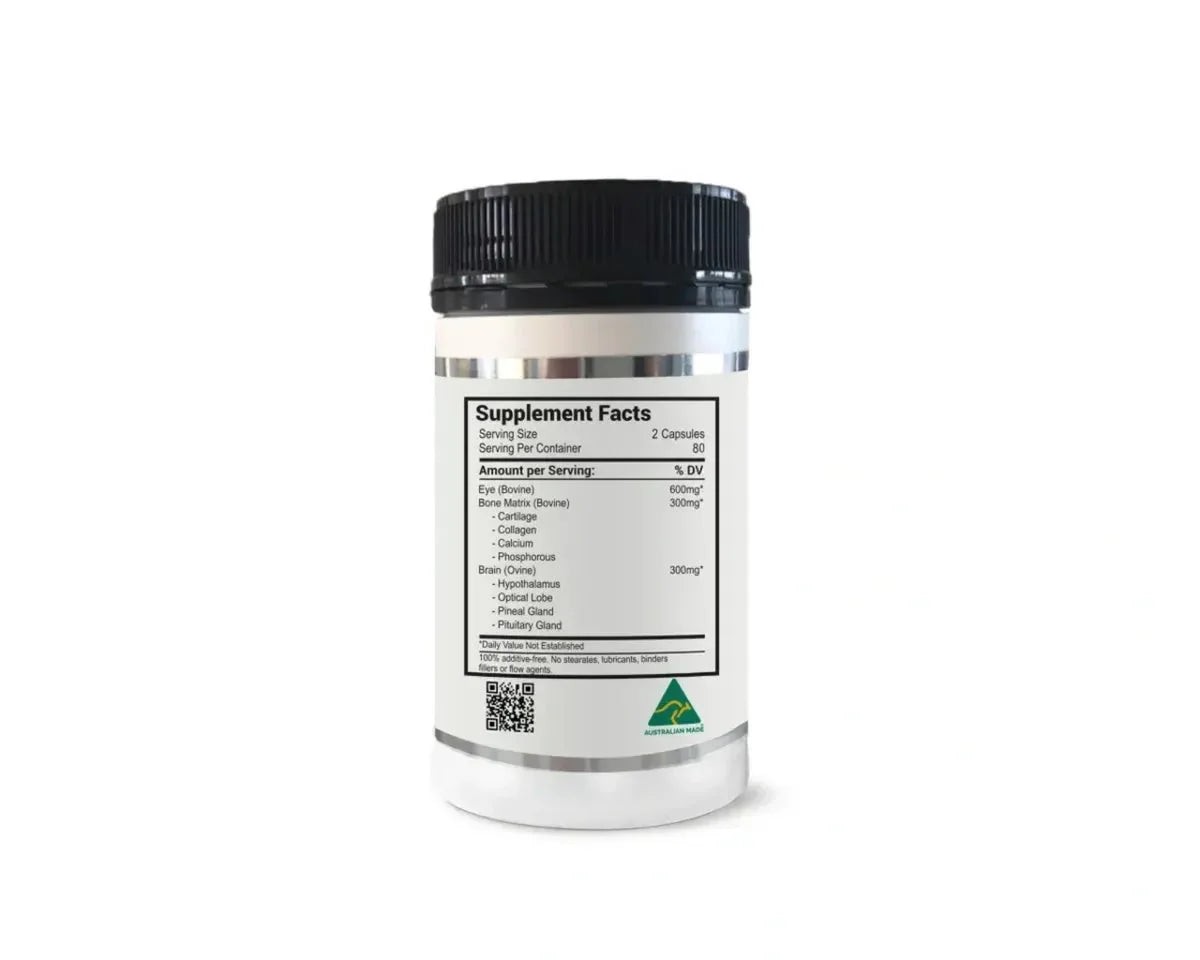 Back label showing Supplement Facts of BUILD THINK CONQUER - Supports Sight, Joints, Cognition - 160 Capsules by NXGEN Wholefoods