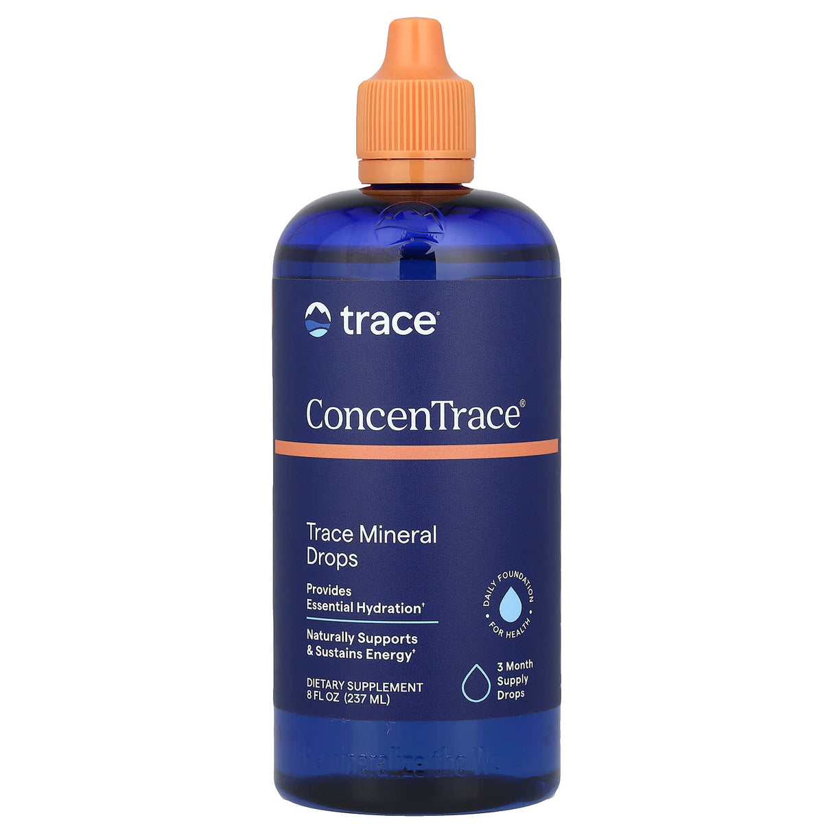 ConcenTrace - Trace Mineral Drops - 237ml by Trace Minerals in blue bottle with orange cap, part of Electrolytes and Drinks collections