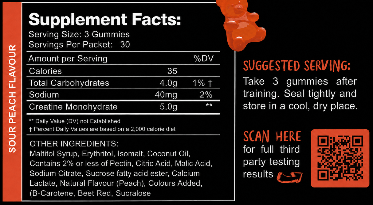 Creatine Gummy Bears - Sour Peach