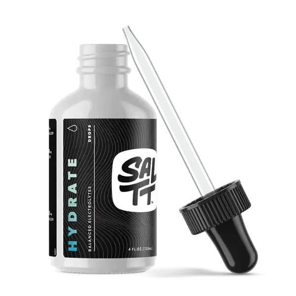 SALTT Electrolyte Drops - 120ml bottle with dropper, designed for balanced hydration and electrolyte support.