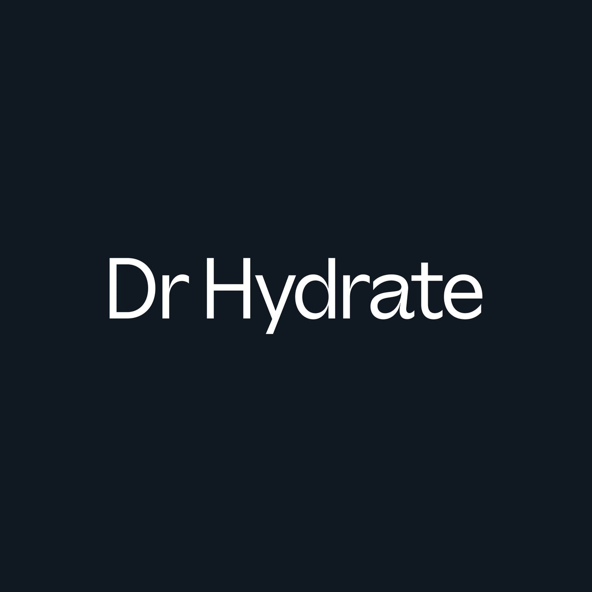 Dr. Hydrate logo in simple white text on black background promoting Green Apple Jar - 30 Serves electrolyte drink mix
