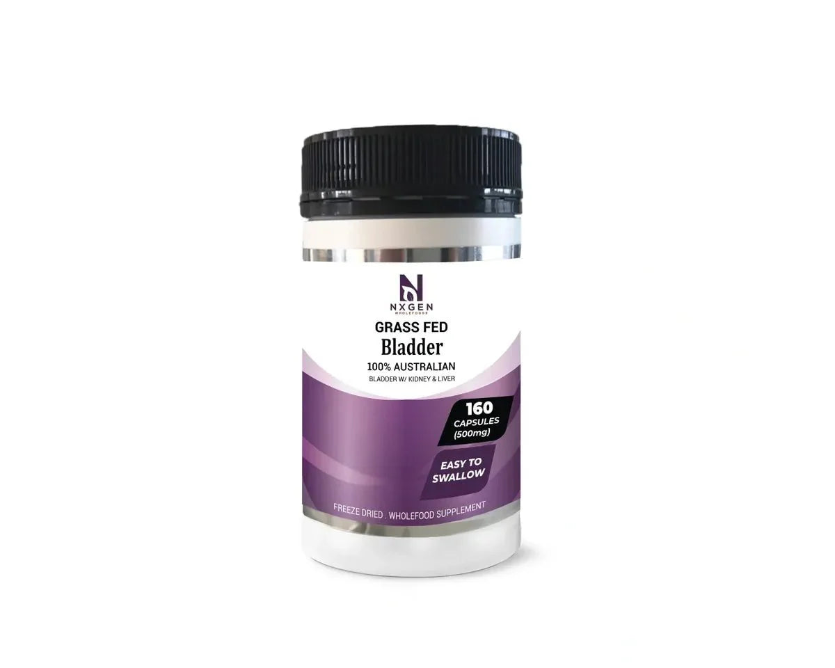 Grass Fed Bladder - 160 Capsules by NXGEN Wholefoods in purple label bottle from Carnivore and Functional supplements collections