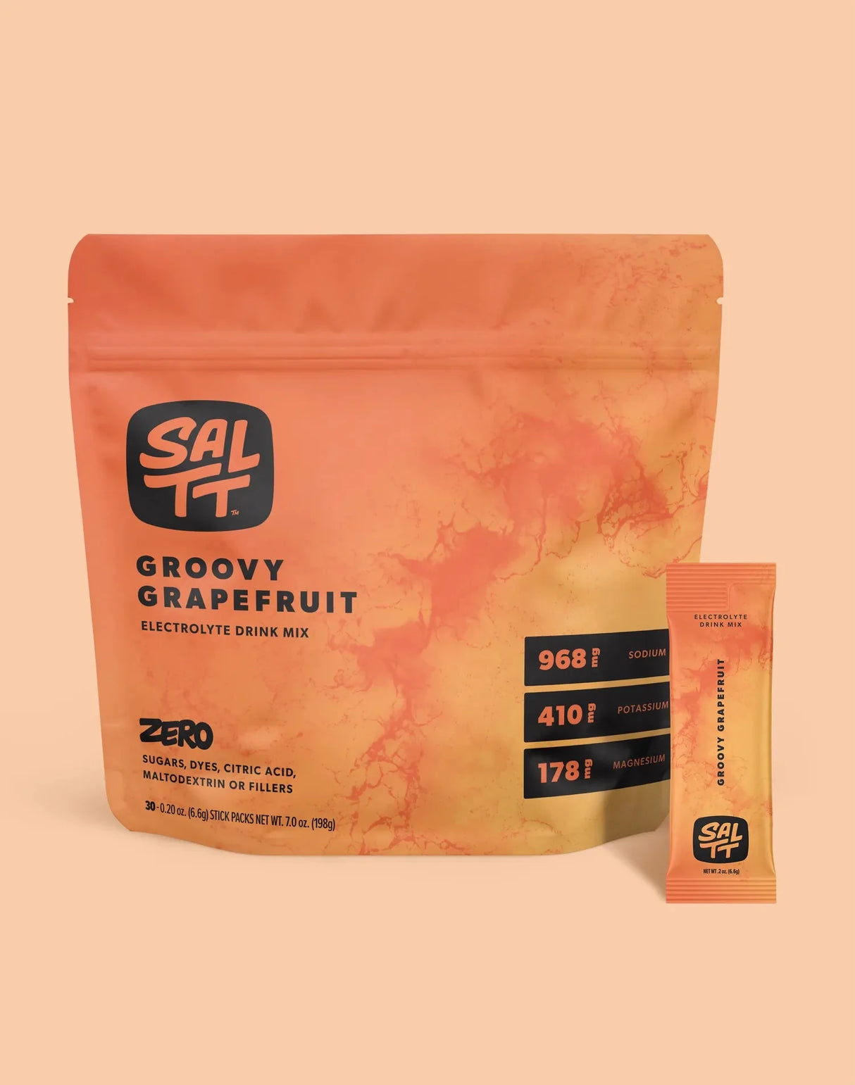 Groovy Grapefruit Electrolyte Drink Mix - 30 Sticks by SALTT with key electrolytes, part of Drinks and Low Carb collections