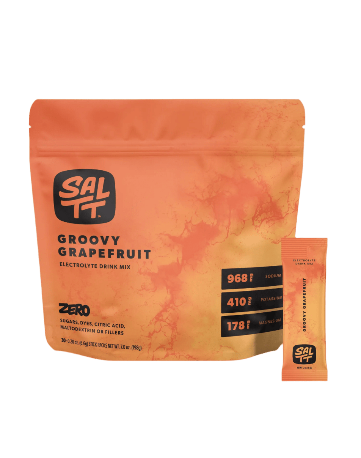 Groovy Grapefruit Electrolyte Drink Mix - 30 Sticks by SALTT with high sodium, potassium, and magnesium content