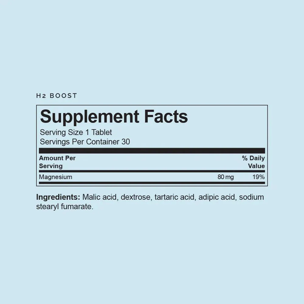 H2 Boost Molecular Hydrogen - 80 mg - 30 Tablets - Sup Yo