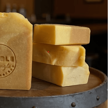 Hoppin’ Cow Tallow Soap - 140g bars stacked on wood surface, from The Bubble Jungle skincare and animal fats collection.