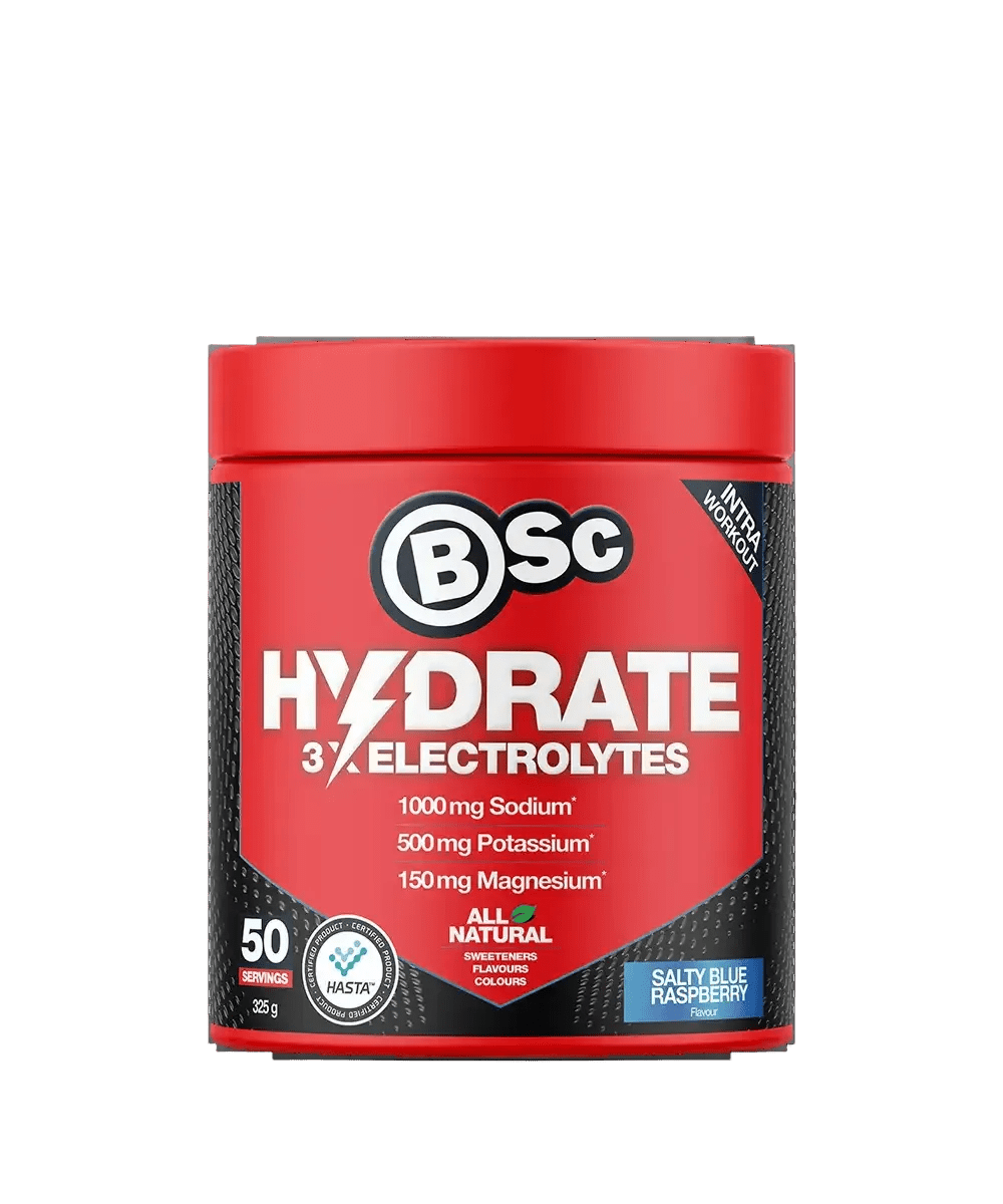 BSc Supplements Hydrate - Salty Blue Raspberry - 50 serves electrolyte drink from Drinks, Electrolytes, Low Carb collections