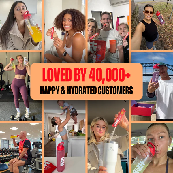 Collage of diverse people enjoying Hyro Single Stick electrolyte drinks, promoting hydration and wellness with Hyro brand.