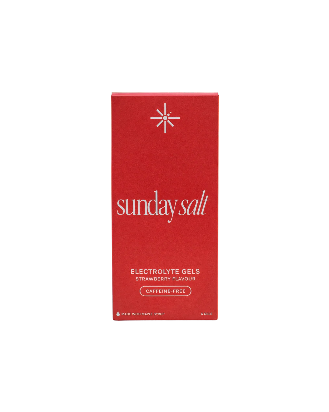 Sunday Salt Strawberry – Caffeine-Free Energy Gel - 50g box of 6 electrolyte gels, from Drinks and Electrolytes collections.