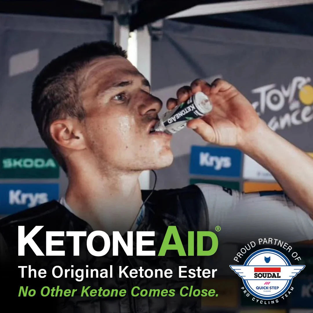 Athlete drinking KE4 Ketone Ester Drink - 60ml by Ketoneaid, featured in Dirty Keto and Low Carb collections.