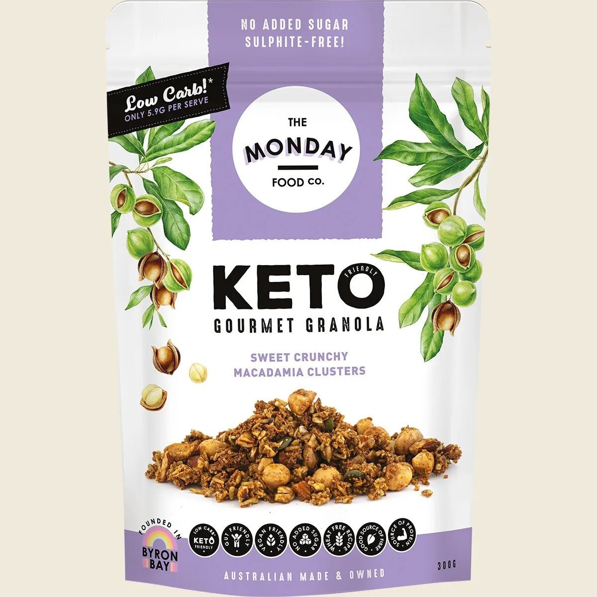 Keto Gourmet Granola - Sweet Crunchy Macadamia Clusters - 300g