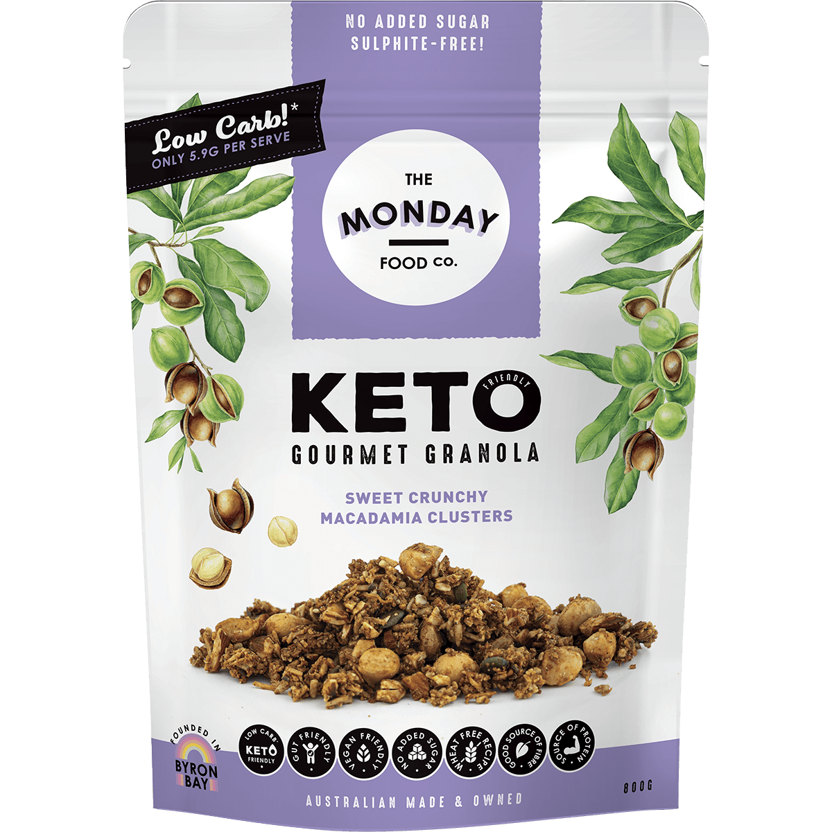 Keto Gourmet Granola - Sweet Crunchy Macadamia Clusters - 800g