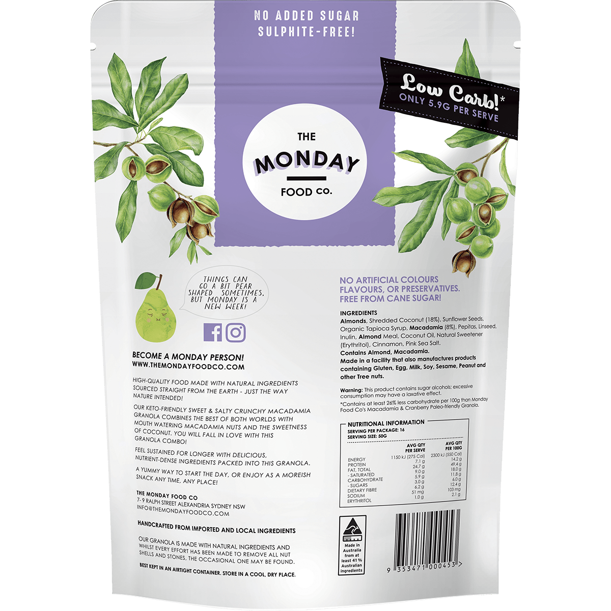 Keto Gourmet Granola - Sweet Crunchy Macadamia Clusters - 800g