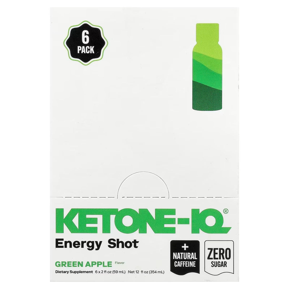 Ketone-IQ - Energy Shot - Green Apple - 59ml x 6 - Best Before 28 Jul 2026 by HVMN in clearance and ketones collections