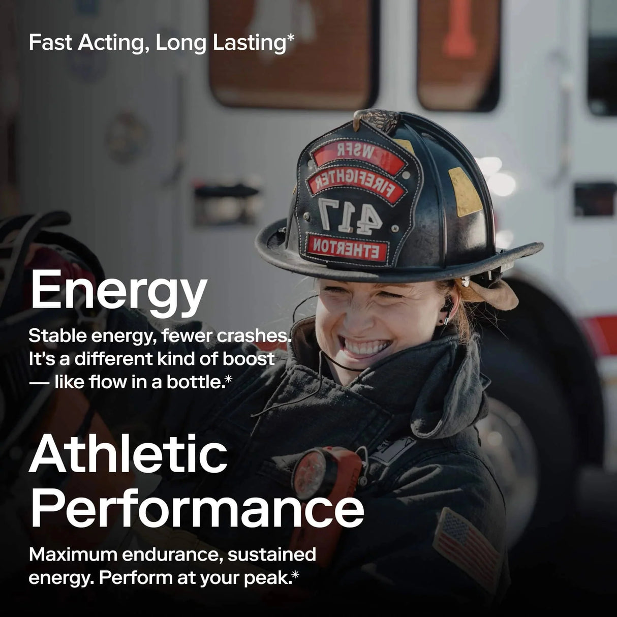 Ketone-IQ - Energy Shot - Green Apple - 59ml x 6 - Best Before 28 Jul 2026 with firefighter smiling for energy boost.