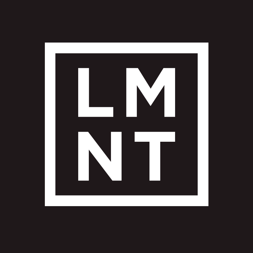 Black and white LMNT logo in a square frame for LMNT Taster Pack - 10 Sticks from Electrolytes and Drinks collections