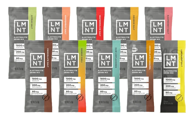 LMNT Taster Pack - 10 Sticks by LMNT featuring a variety of keto-friendly, low carb electrolyte drink mixes in assorted flavors.