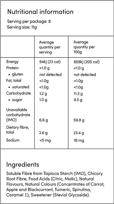 Nutritional info and ingredients label for Funday Lollipops - Share Bag - 88g from Sweet Snacks and Low Carb collections.