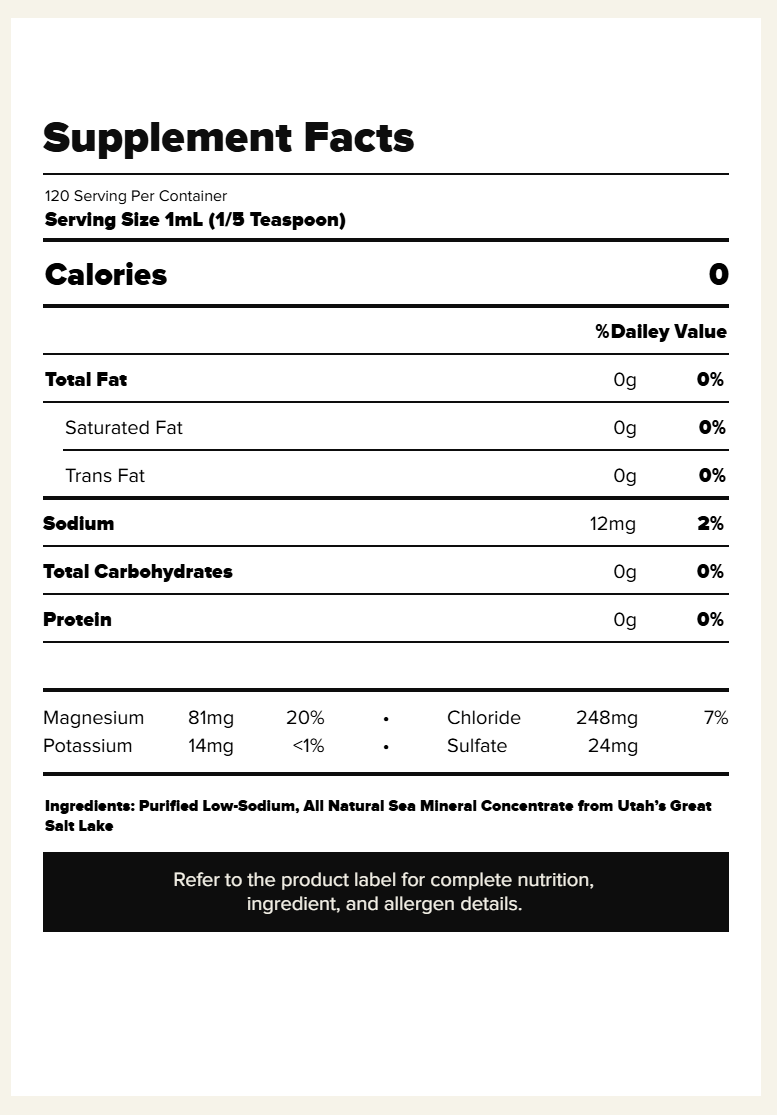 Supplement facts panel for Magnesium Capsules - 240 caps by Keto Chow showing minerals, sodium, and carb content per serving.
