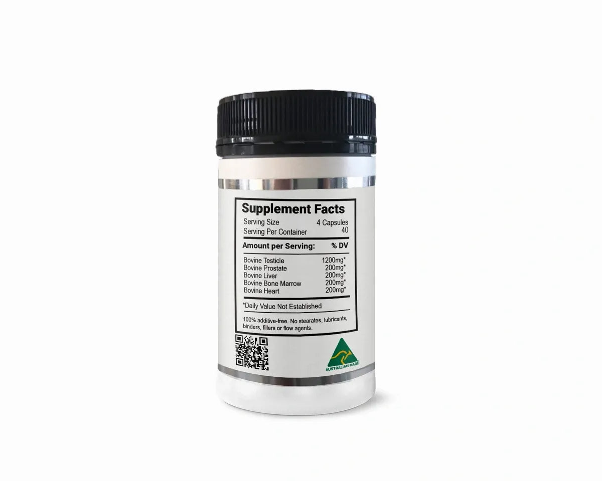 Bottle of Grass Fed Male Optimise - 160 Capsules by NXGEN Wholefoods, part of Carnivore and Organ Blend collections.