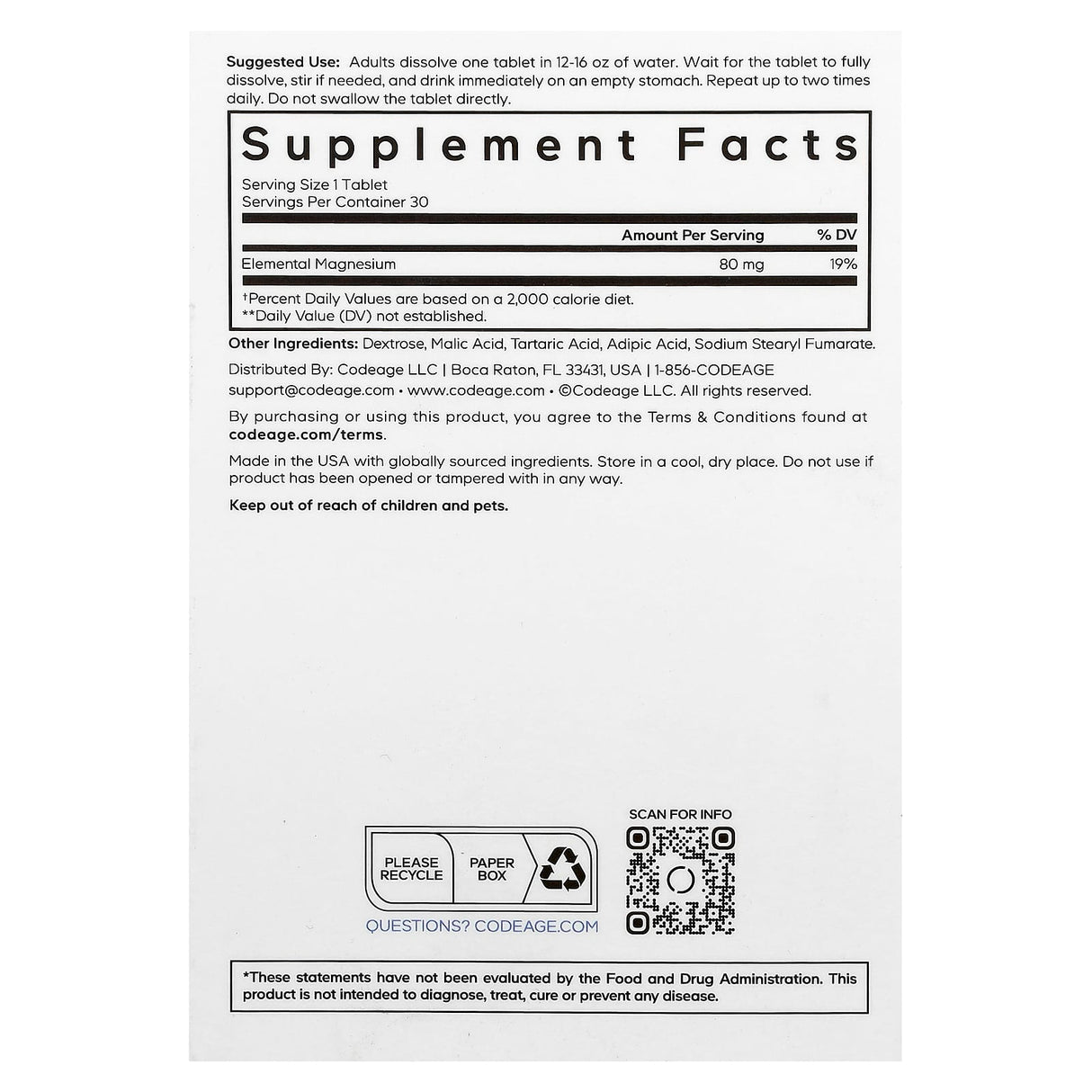 Molecular Hydrogen - Unflavored - 80 mg - 30 Tablets - Sup Yo