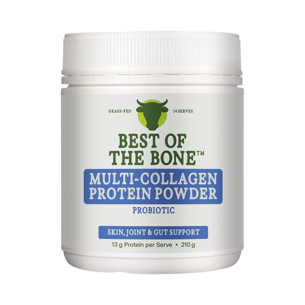 Multi-collagen Protein Peptides - Probiotic Spores - 210g by Best Of The Bone for skin, joint, and gut support
