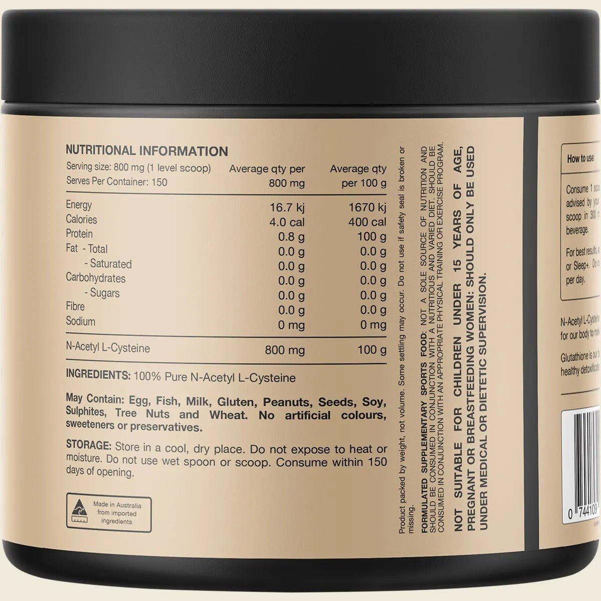 NAC - 100% N-Acetyl L-Cystine - 150 serves