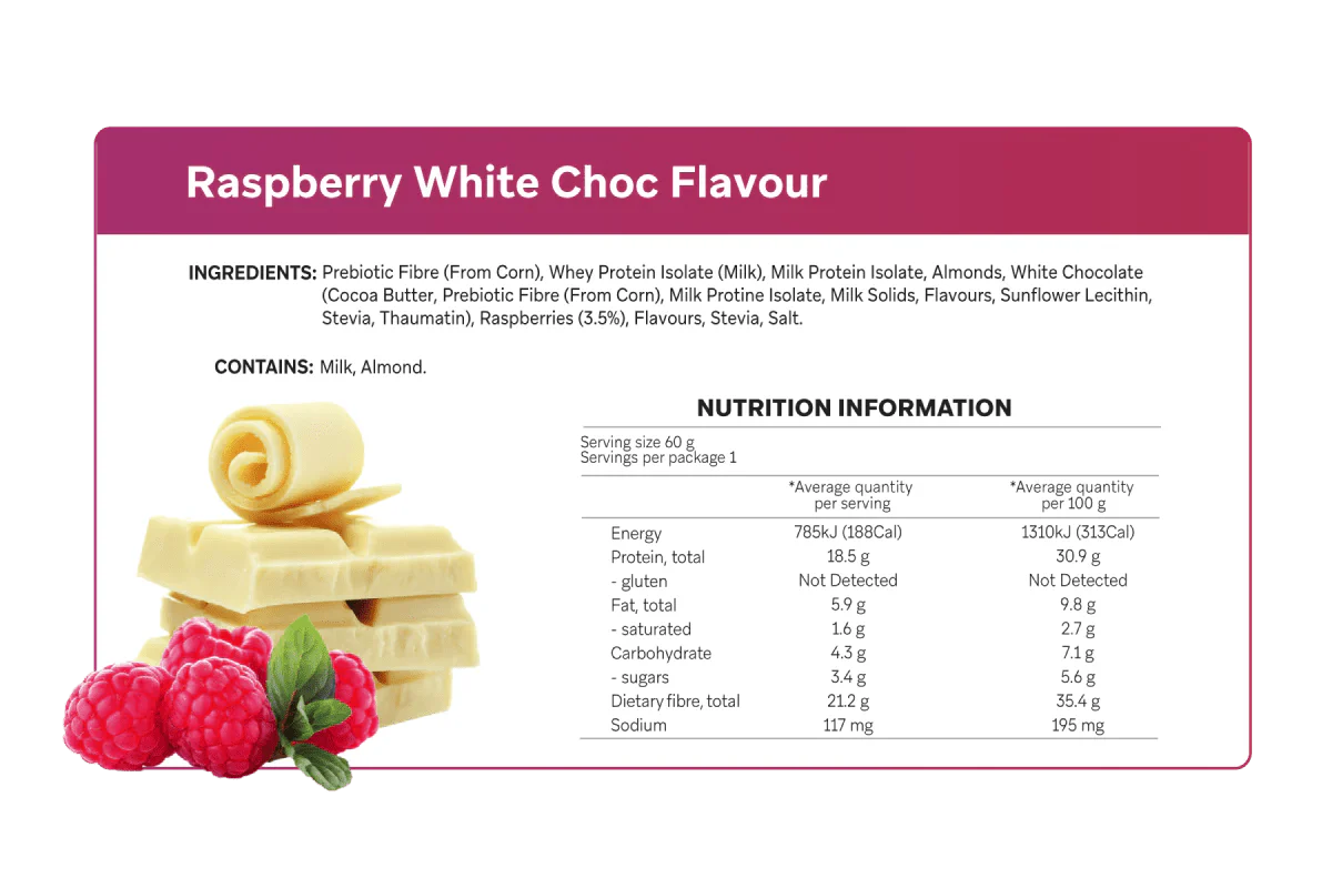 Raspberry White Chocolate Smart Protein Bar x 12 - Yo Keto