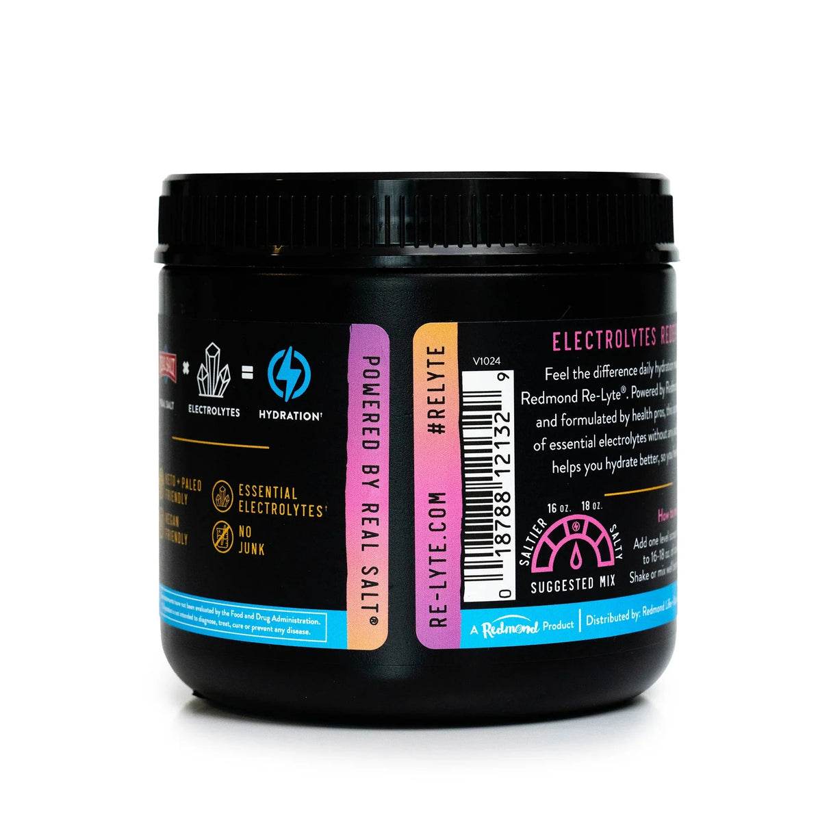 Re-Lyte Electrolyte Mix - Passionfruit Orange Guava - Tub - 60 Serves - Limited Edition in black container with hydration and electrolyte info