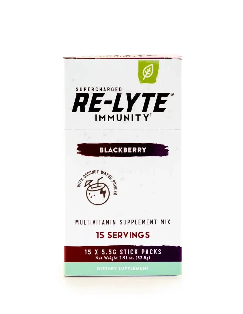 Re-Lyte Immunity - Blackberry - Stick Packs x 15 multivitamin supplement mix with coconut water powder by Re-Lyte.