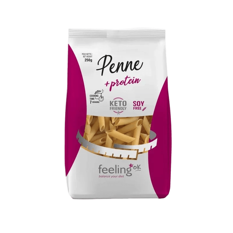 Reduced Carb Penne - 250g pasta by Feeling OK, low carb, high protein, part of Pantry and Low Carb collections.