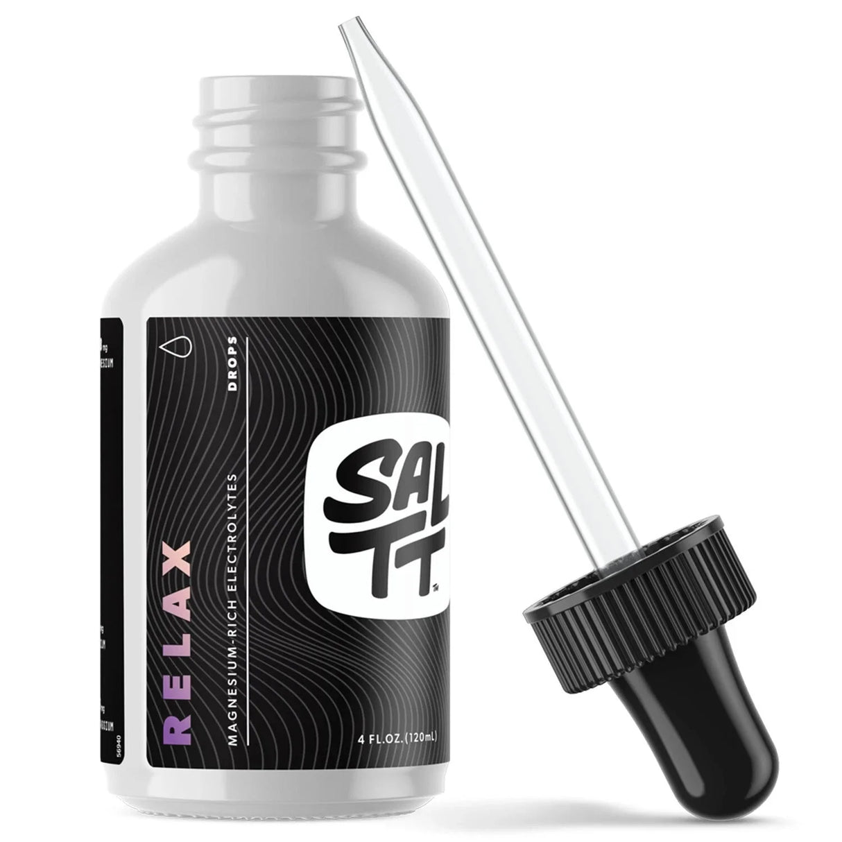 Relax - Magnesium Drops -120ml by SALTT in black bottle with dropper, part of New Arrivals and SALTT Electrolytes collections