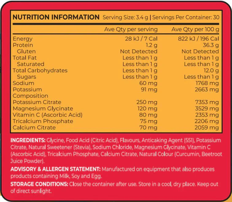 Nutrition facts and ingredients for ReVitalise Kids Electrolyte Drink - Tropical Twist - 30 Serves by REVITALISE.