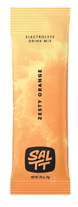 SALTT - Single Stick electrolyte drink mix in zesty orange flavor with bright orange packaging in SALTT Electrolytes collection