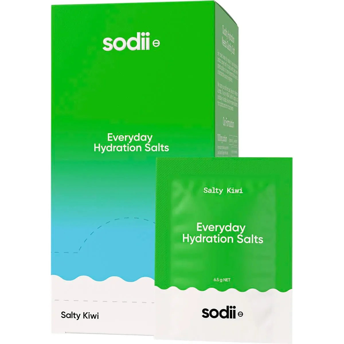 Salty Kiwi - 30 Sachets by Sodii in green blue box and sachet from Drinks Electrolytes Functional New Arrivals collections