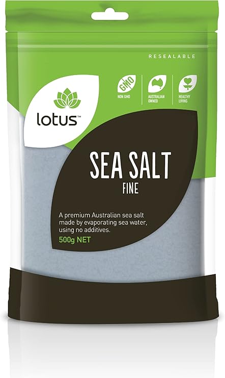 Lotus Sea Salt - Fine - 500g resealable pack of premium Australian sea salt, part of Carnivore and Low Carb collections.
