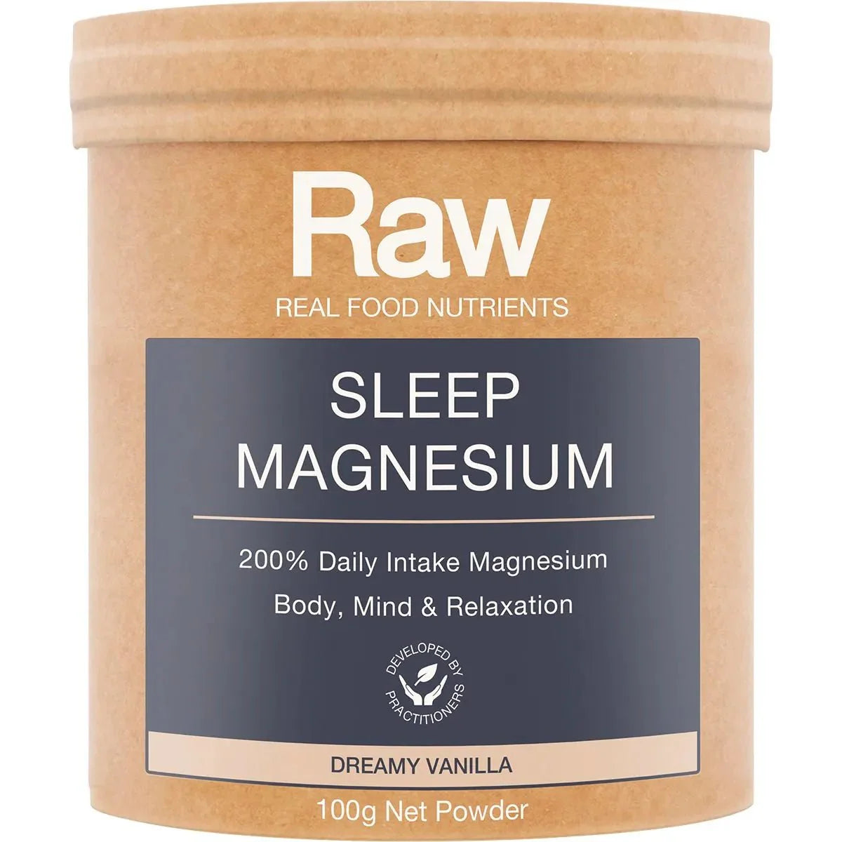 Sleep Magnesium - Dreamy Vanilla - 100g by RAW in recyclable kraft container for relaxation and magnesium support