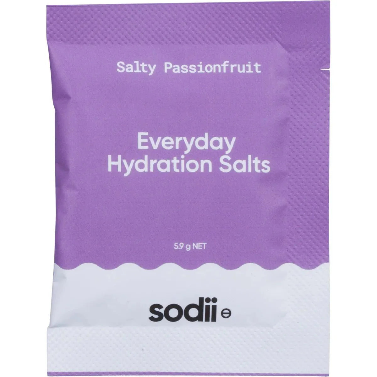 Sodii - Single Sachet in purple and white packaging for Salty Passionfruit Everyday Hydration Salts by Sodii from Electrolytes collection