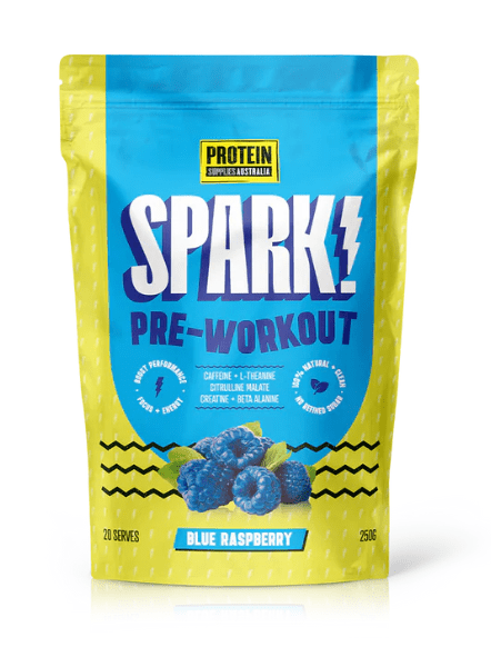 Protein Supplies Australia Spark Pre-workout - Blue Raspberry - 250g in New Arrivals, Dirty Keto, Low Carb, Gluten Free collections.