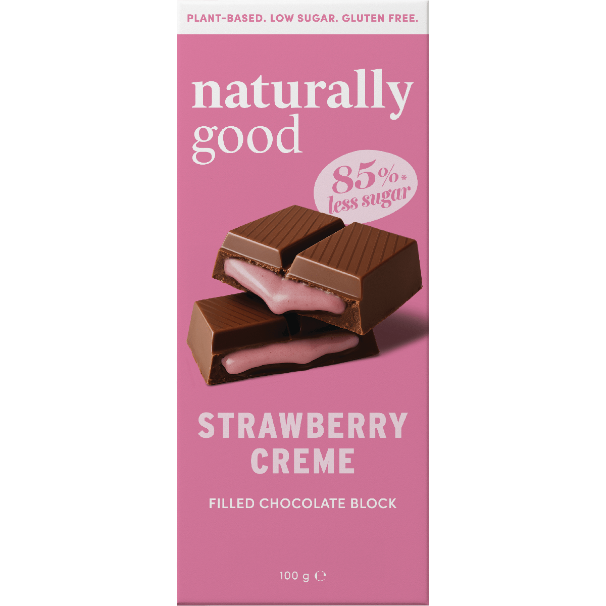 Filled Chocolate Block Bundle by Naturally Good featuring a strawberry creme filled chocolate block in pink packaging