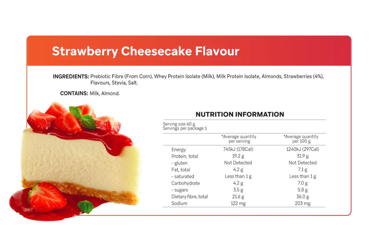 Strawberry Cheesecake Smart Protein Bar - 60g by Smart Diet Solutions with keto-friendly low carb nutrition facts and ingredients details