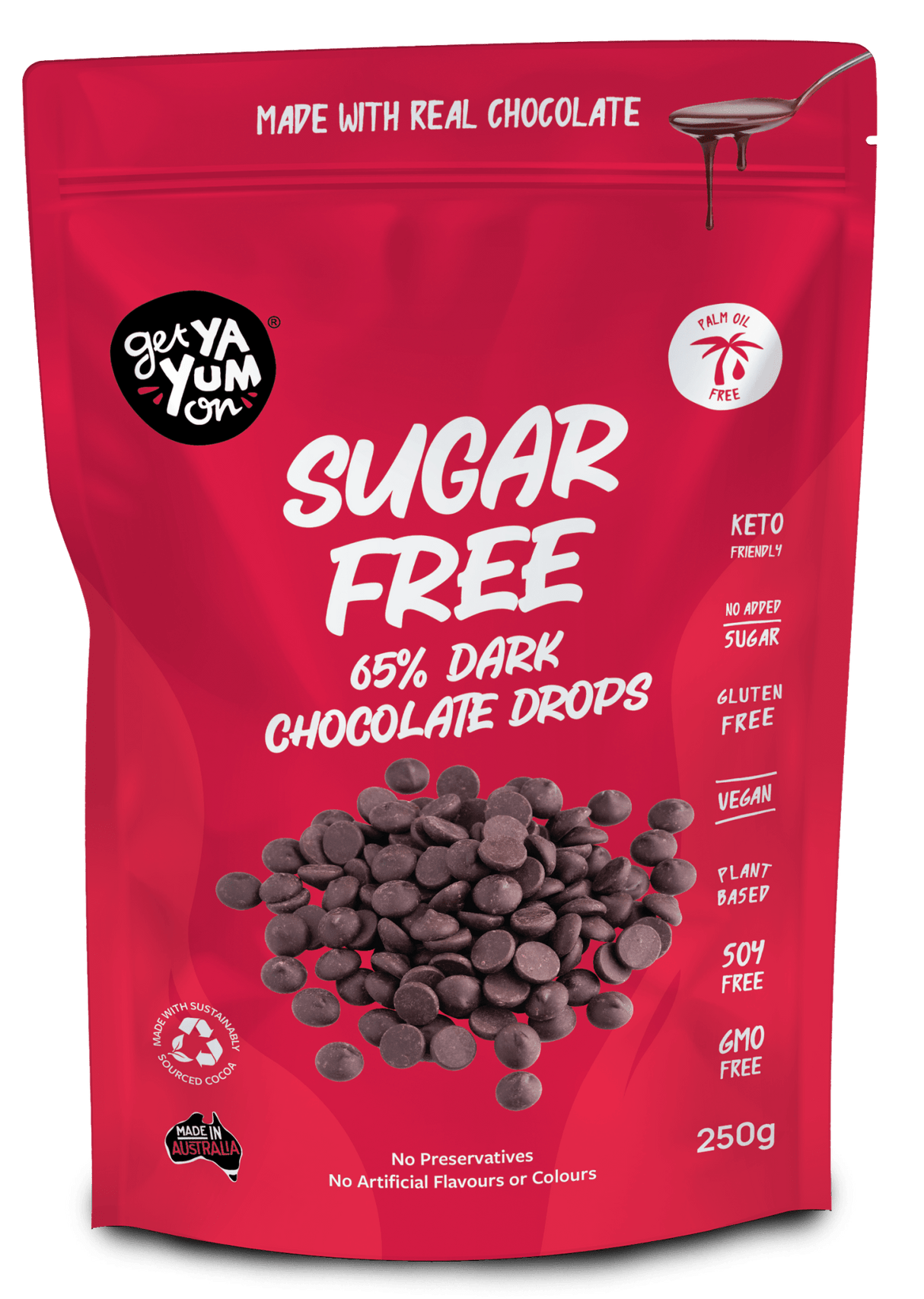 Sugar Free 65% Dark Chocolate Chips - 250g - Yo Keto